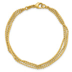 14K Polished and Diamond-cut 3-strand Bar Bracelet