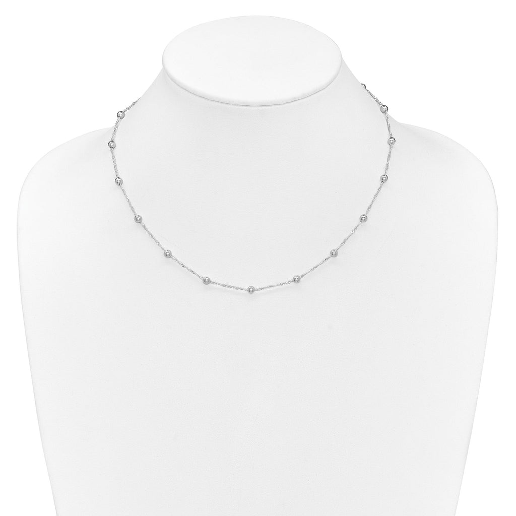 Polished Beaded Necklace in Sterling Silver, 4mm