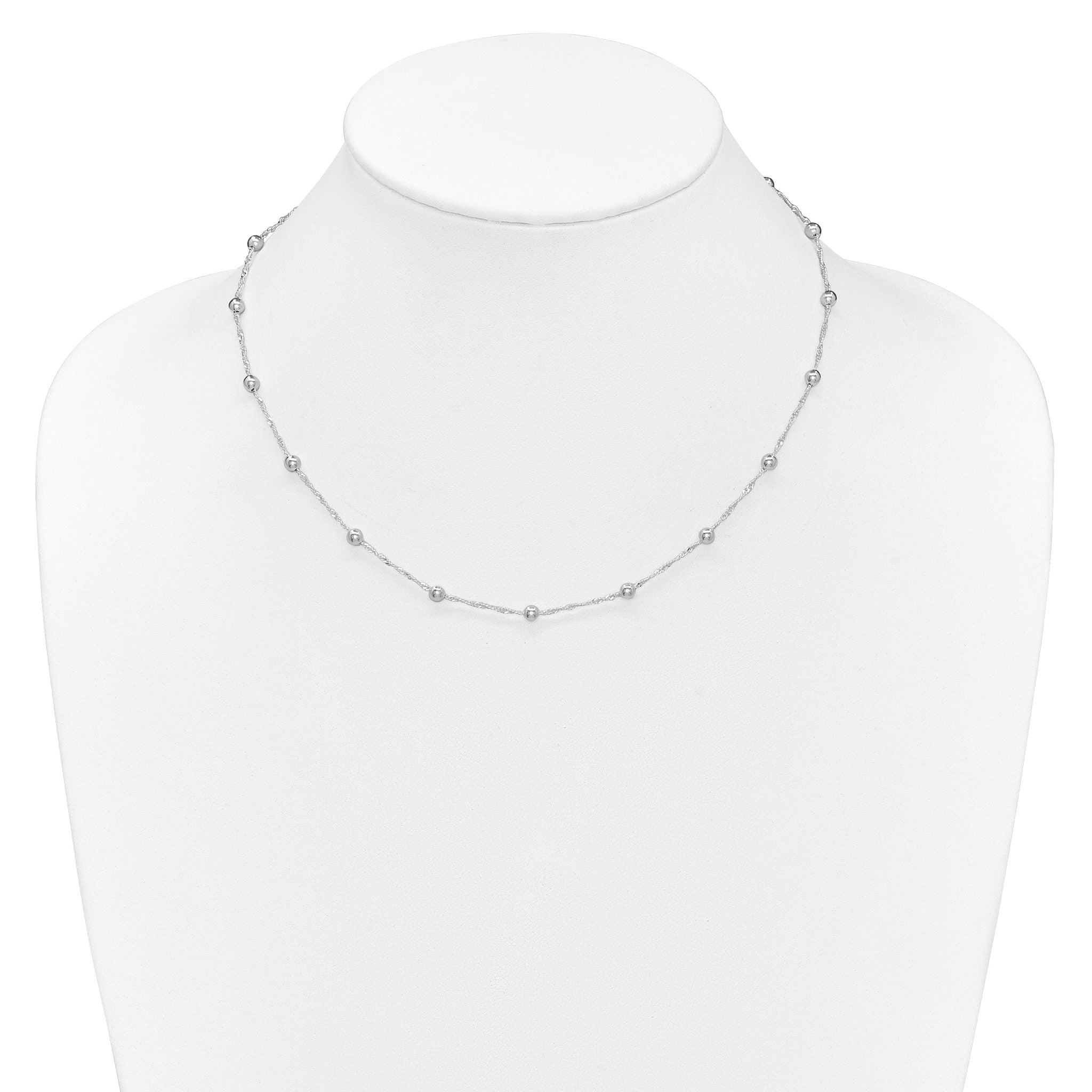 Polished Beaded Necklace in Sterling Silver, 4mm