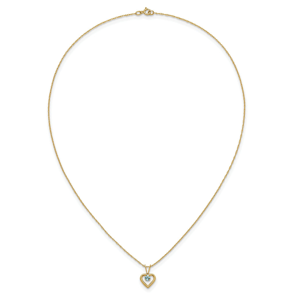 10k Madi K 3mm Blue Zircon Heart Birthstone Necklace
