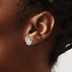 14K White Gold 1/6 ct Diamond Fleur de Lis Post Earrings