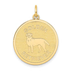 Golden Retriever Disc Charm in 14K Yellow Gold, 20mm Engravable - Sophia Jewelers