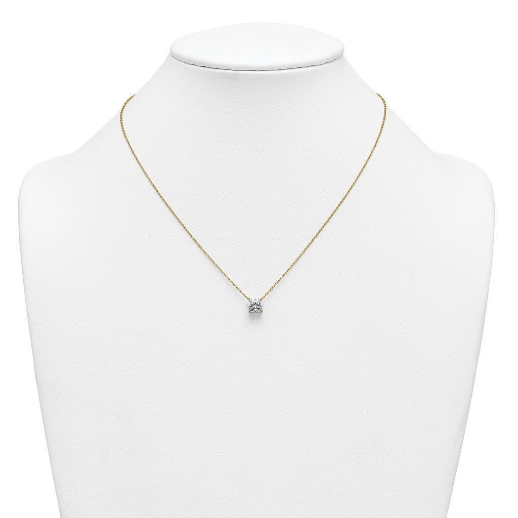14k 2 carat Lab Grown Diamond VS+ F+ Cushion Complete 18 inch Four Prong Pendant Necklace