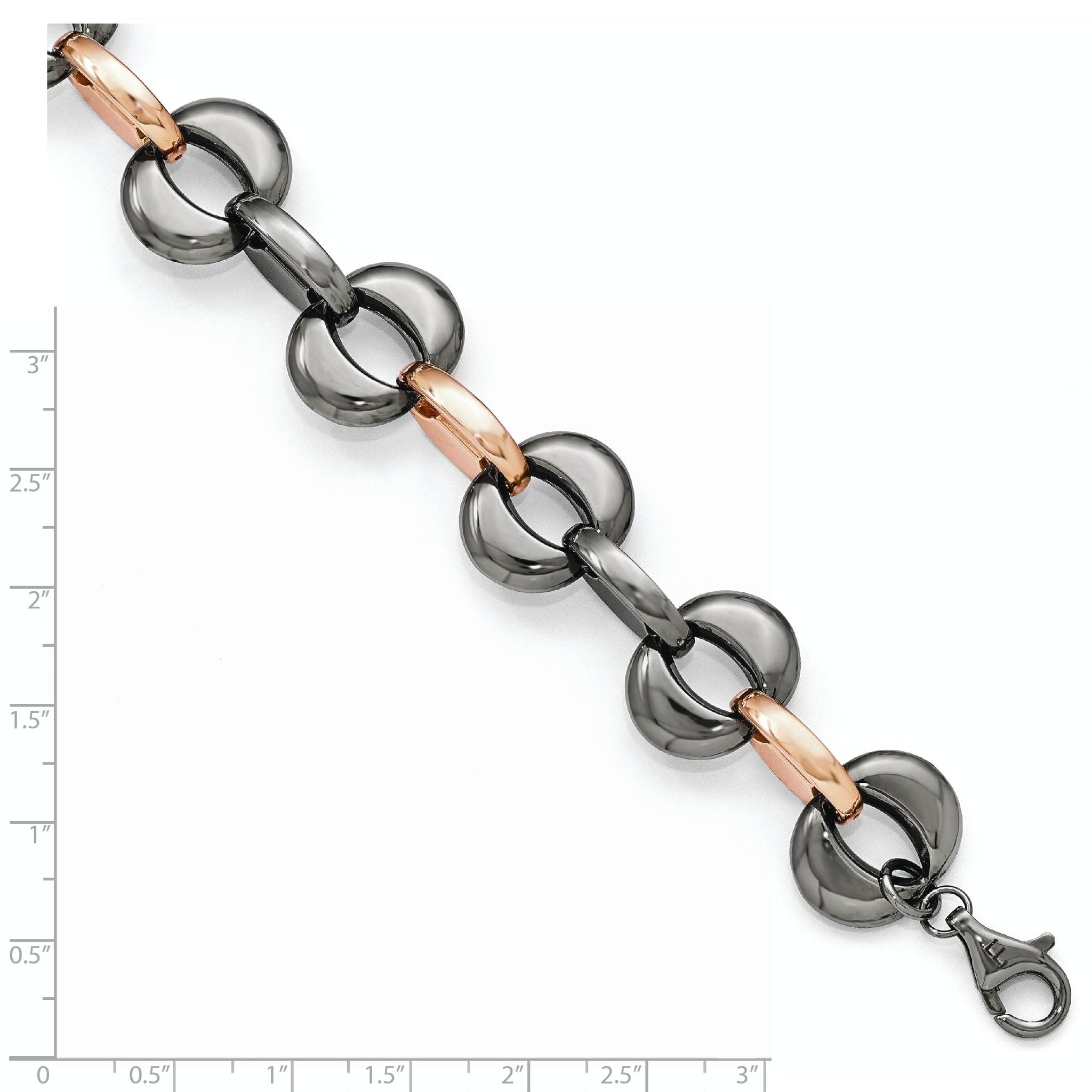 Sterling Silver Ruthenium/Rose-tone Flash 24k Plated Bracelet Secondary image