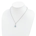 Brilliant Gemstones Sterling Silver with 14K Accent Rhodium-plated Sky Blue Topaz and Diamond 18 Inch Necklace with 2 Inch Extender