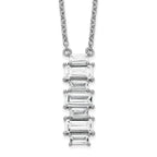 Sophia Jewelers 925 Sterling Silver CZ Vertical Bar Necklace with Polished Finish