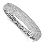 Sterling Shimmer Sterling Silver Rhodium-plated 568 Stone CZ PavÃÂ¢Ã¢âÂ¬ÃÂ¡ Hinged Bangle