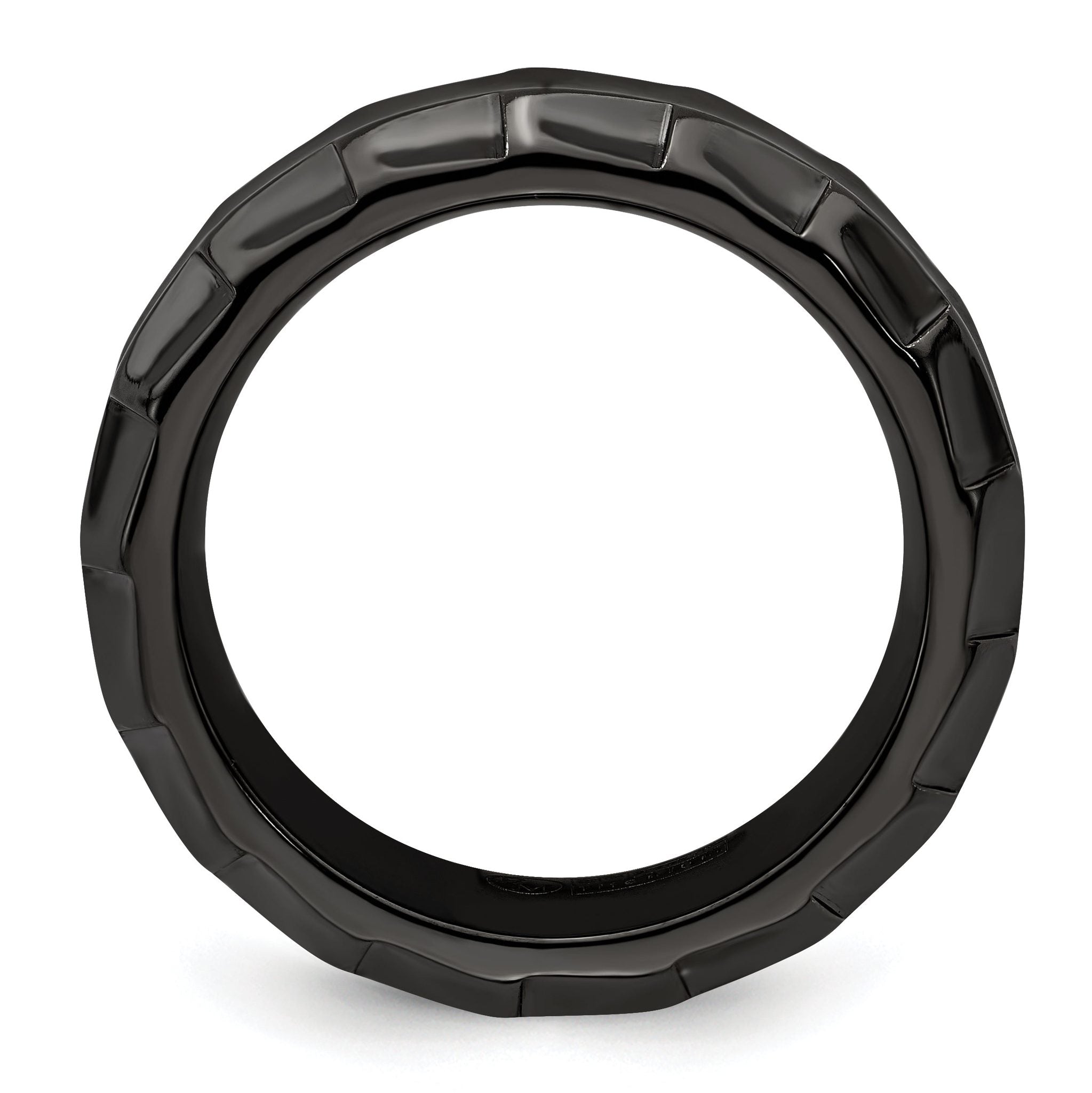 Edward Mirell Black Ti Polished Faceted Edges 8mm Ring Secondary image