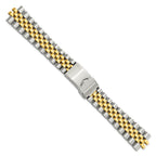 18-22mm Satin and Polished Stainless Steel Two-tone Jubilee-Style Solid Link with Deployment Buckle 7 inch Watch Band