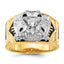 14k Two-tone Men's Polished and Textured 32nd Degree Scottish Rite Masonic Ring Mounting, Mounting Only