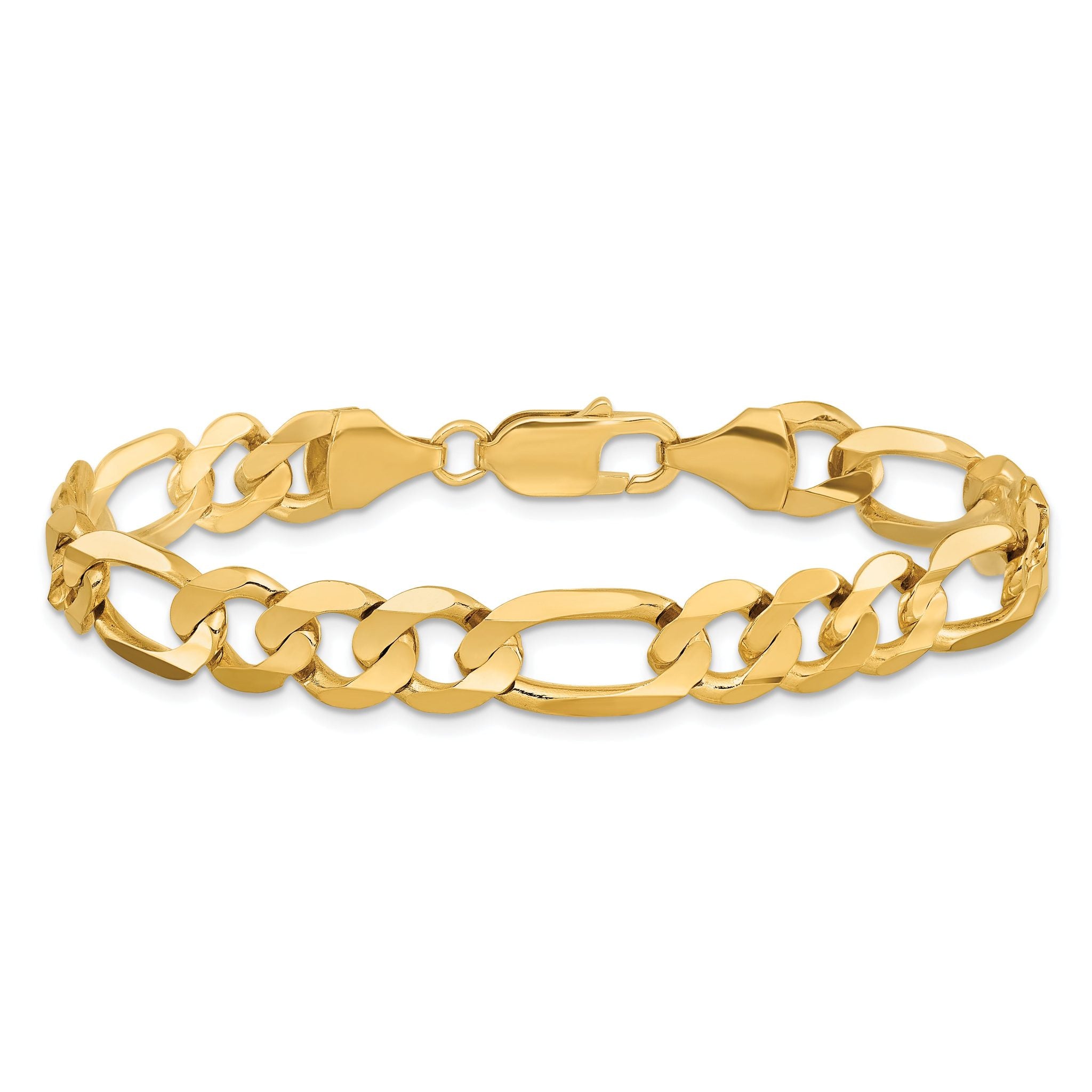 14K 8 inch 8.75mm Concave Open Figaro with Lobster Clasp Bracelet Secondary image