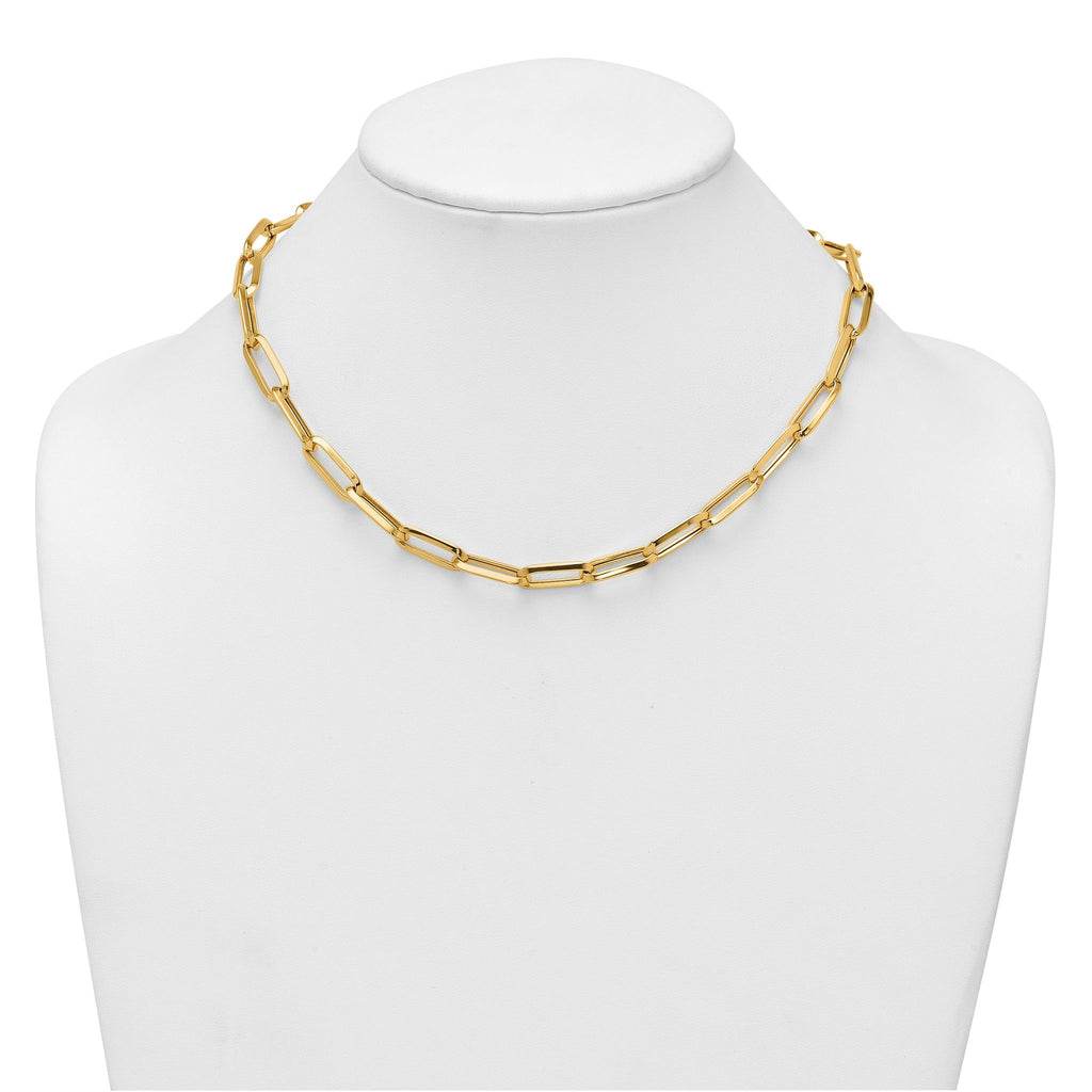 14k Polished 7mm Paperclip Link Chain 17.5 inch Necklace