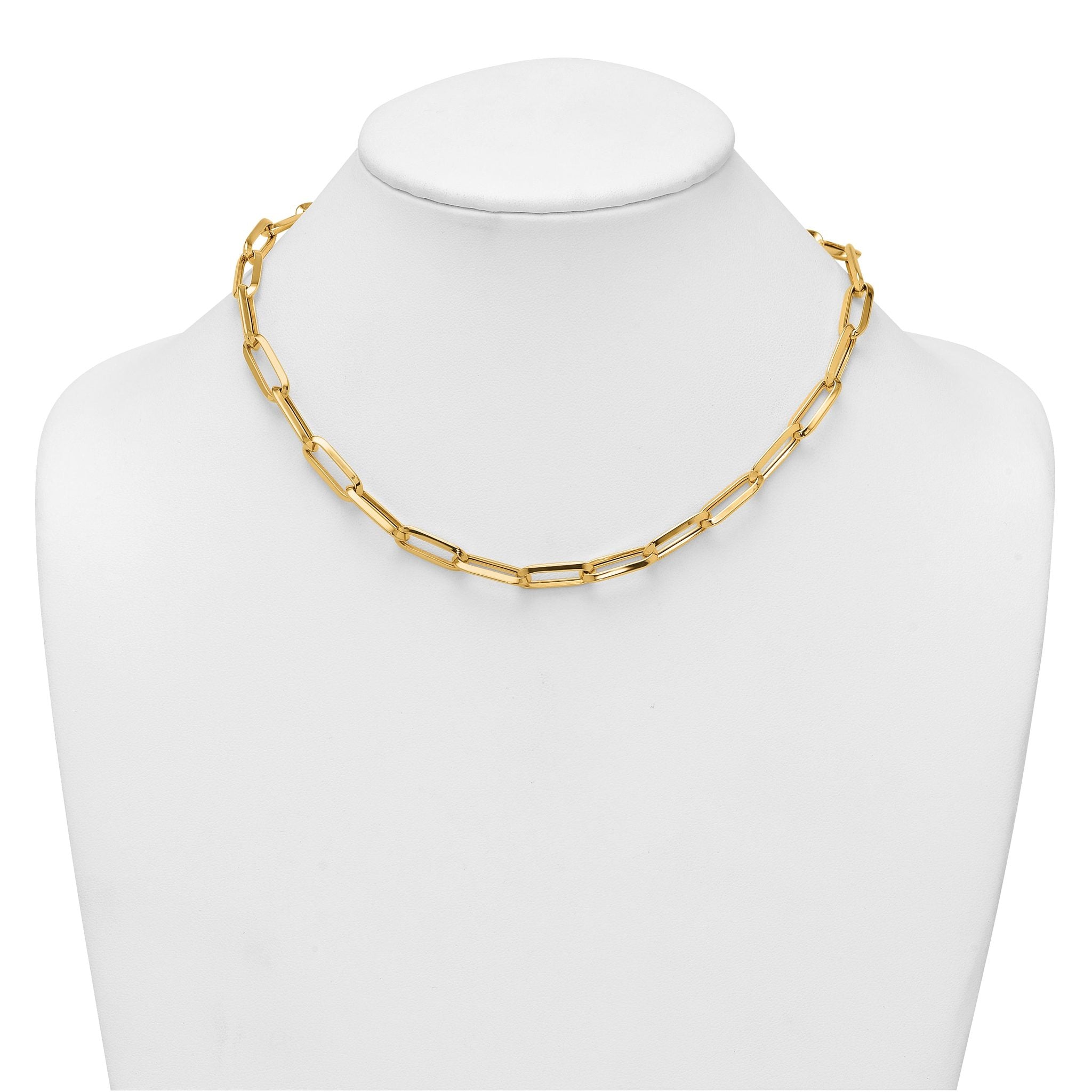 14k Polished 7mm Paperclip Link Chain 17.5 inch Necklace