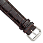 Crocodile Grain Leather Watch Band in Brown, 19mm