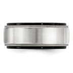 Edward Mirell Black Ti & Sterling Silver Satin & Polished Milgrain Ring