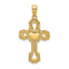 14K Gold Beaded Cross with Heart Pendant  Polished, Solid, Elegant Design