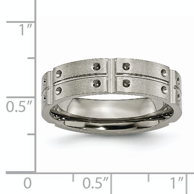 Grooved Wedding Band in Titanium, 6mm