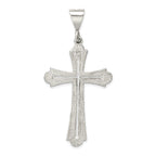 Sterling Silver 925 Polished Diamond-Cut Cross Pendant  Elegant Solid Design