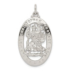 Sterling Silver 925 Saint Christopher Medal with Polished Rhodium Finish