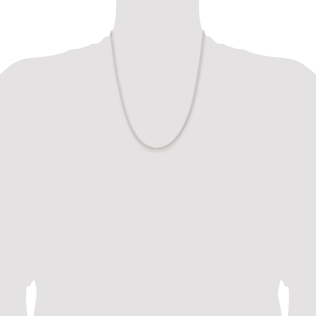 Beveled Curb Chain Necklace in Sterling Silver, 2.3mm