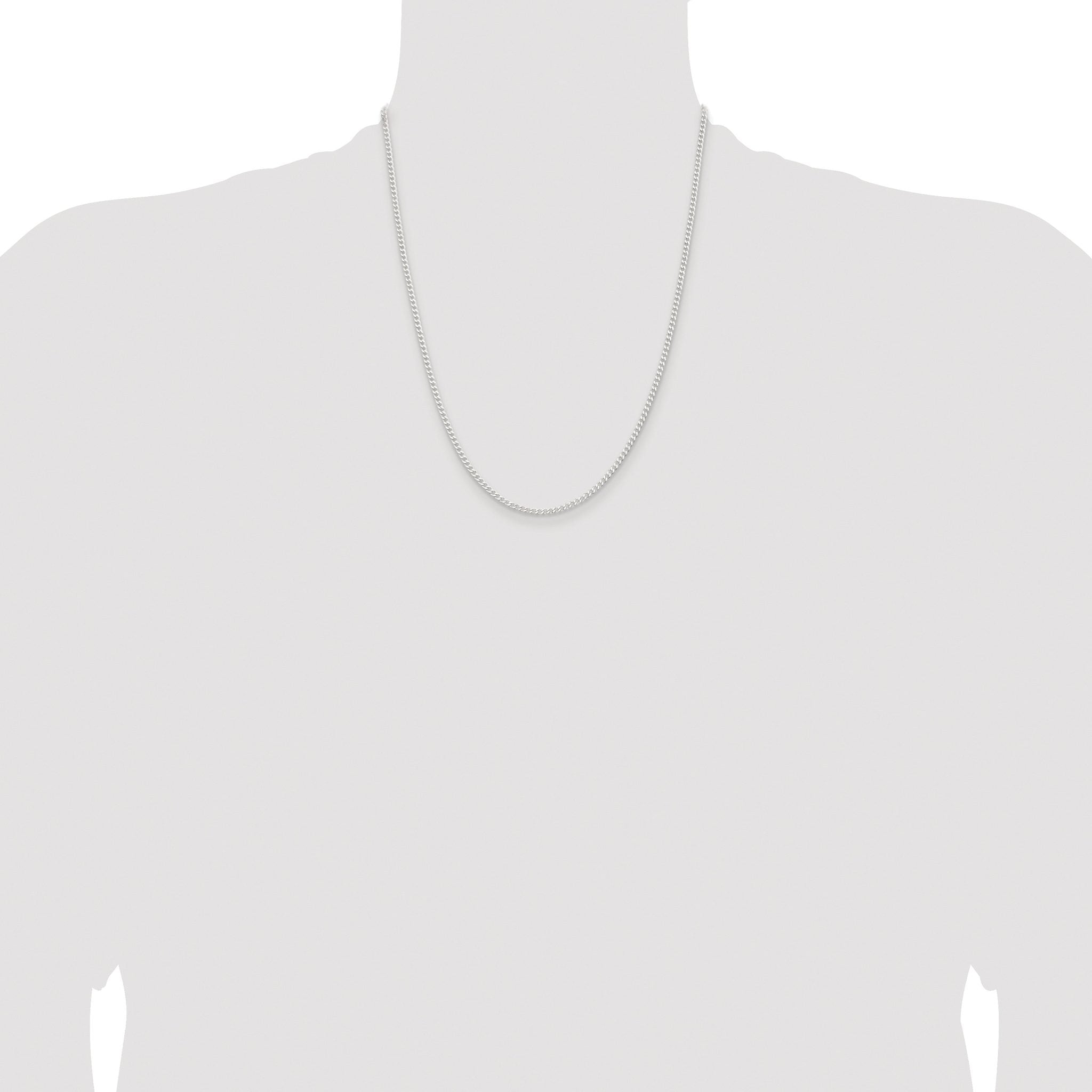 Beveled Curb Chain Necklace in Sterling Silver, 2.3mm