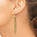 Sterling Silver Gold-plat Twist Texture Wrapped 2-strand Earrings