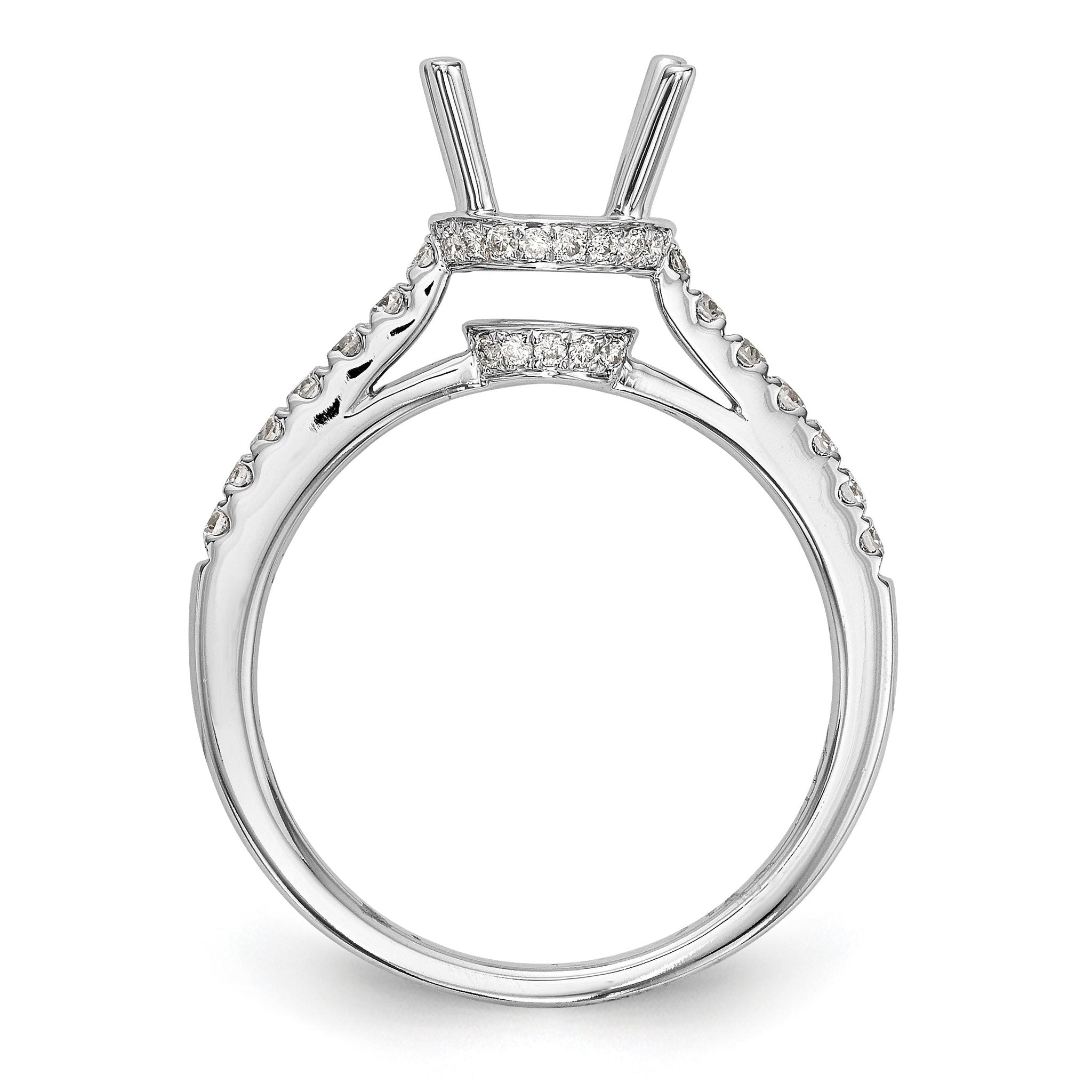 14K White Gold (Holds 1.5 carat (7.50mm) Round Center) 1/3 carat Diamond Semi-Mount Engagement Ring Secondary image