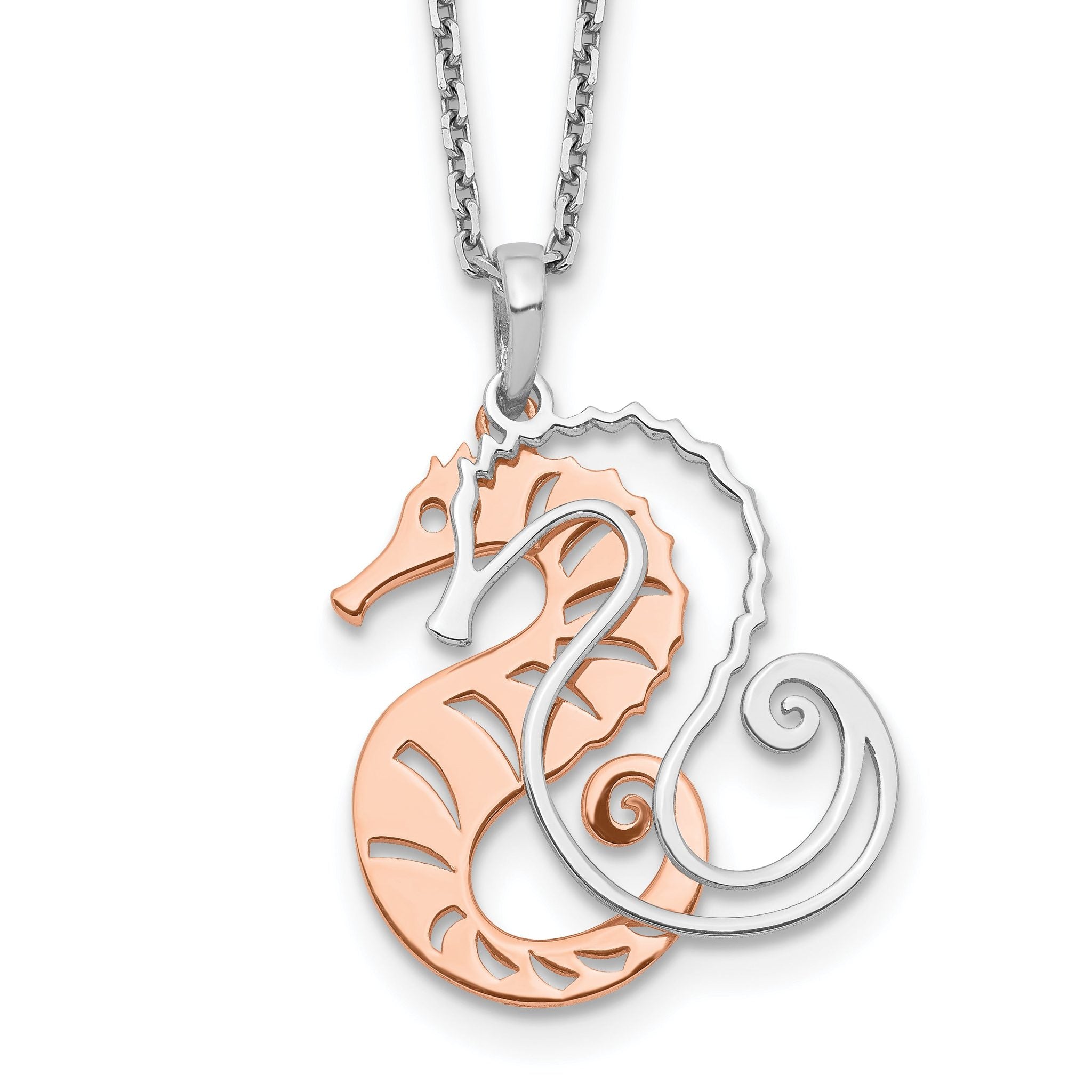 Sterling Silver Rose-tone Seahorse w/ 2in ext. Necklace Main image