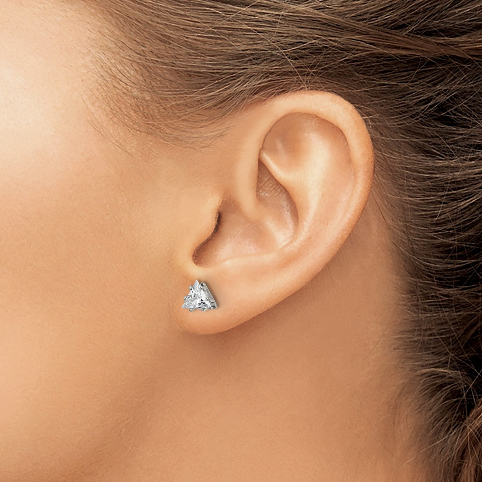 Stainless Steel Polished Cubic Zirconia Stud Earrings