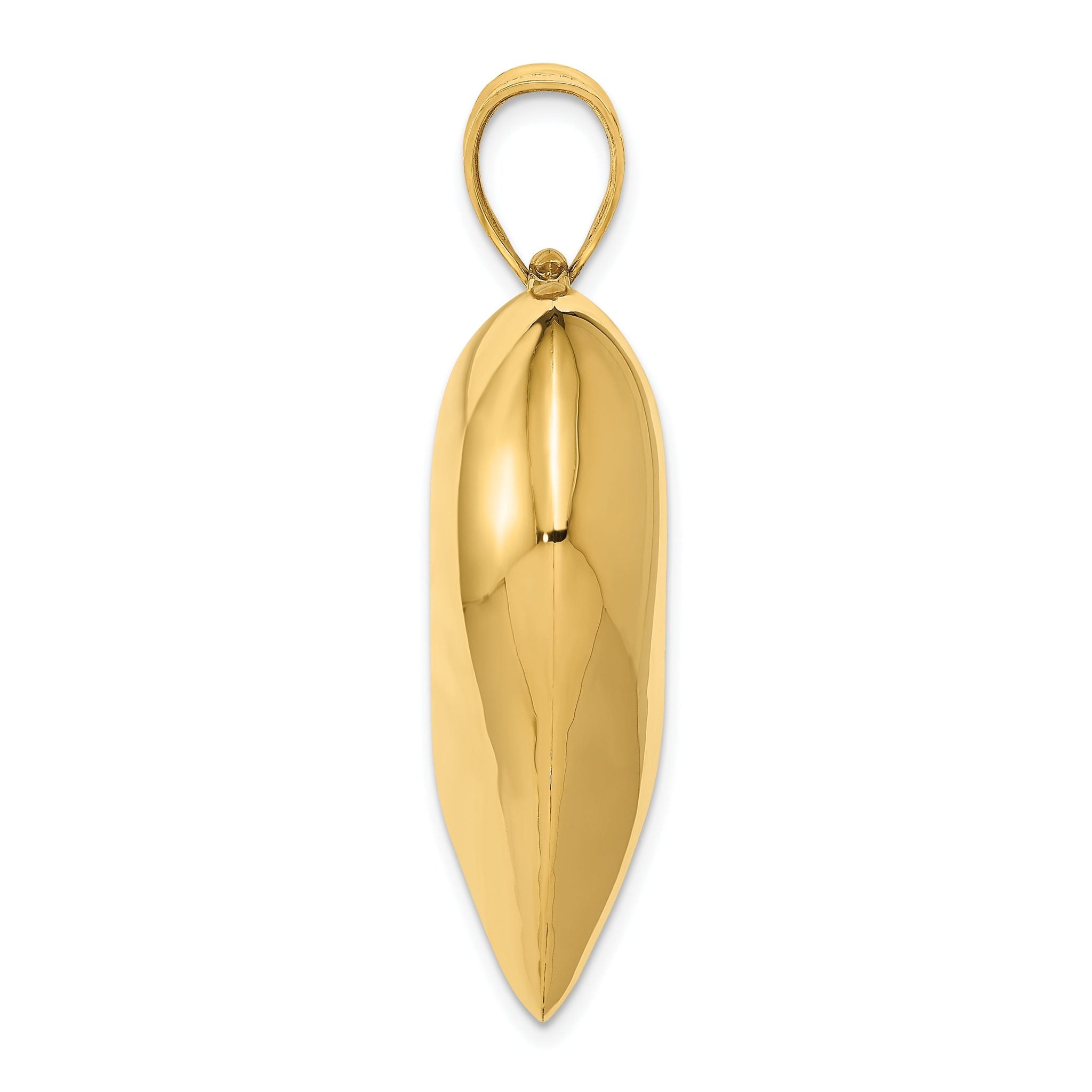 14K Gold Polished 3D Puffed Heart Pendant  Elegant Hollow Design