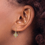14K w/Rhodium D/C Center Mini Filigree Medallion Earrings