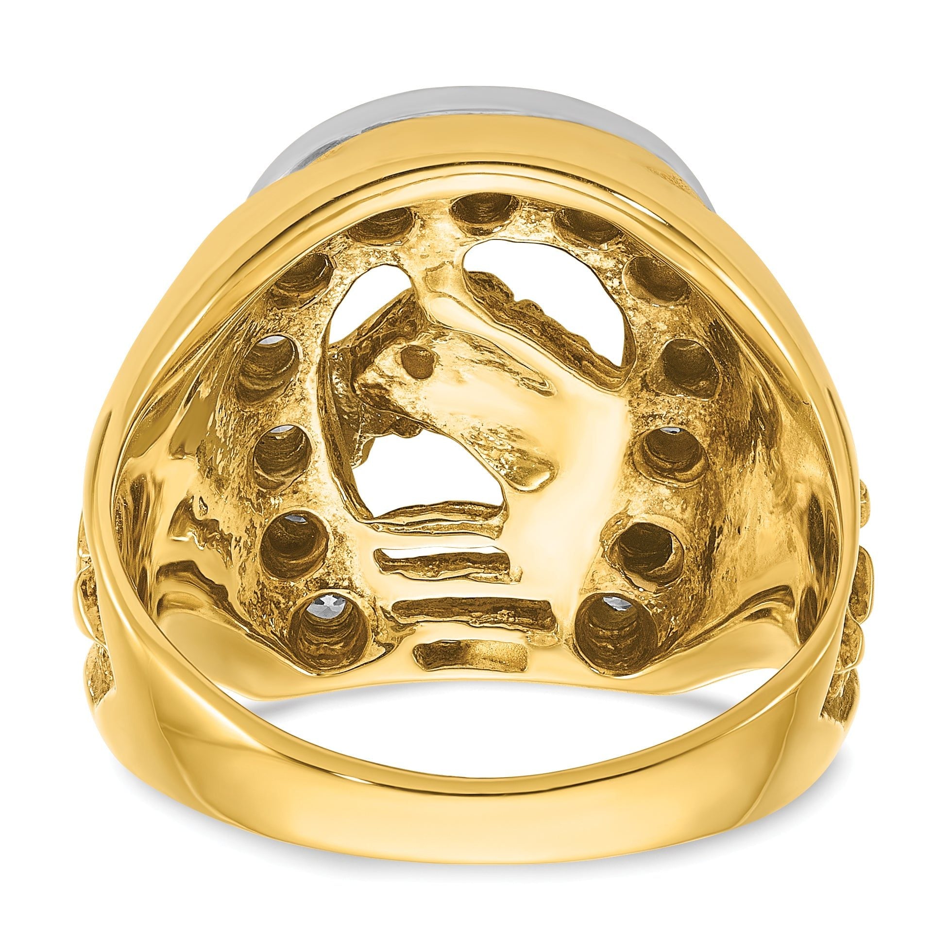 10k Two-tone Men's Horse and Horseshoe Diamond Complete Ring