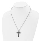 Laser-Cut Cross Pendant Necklace in Black IP Stainless Steel