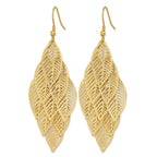 Stainless Steel Ion-Plated Polished Textured Drop Dangle Earrings for Women