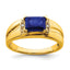 14k Emerald-cut Created Sapphire and Diamond Mens Ring