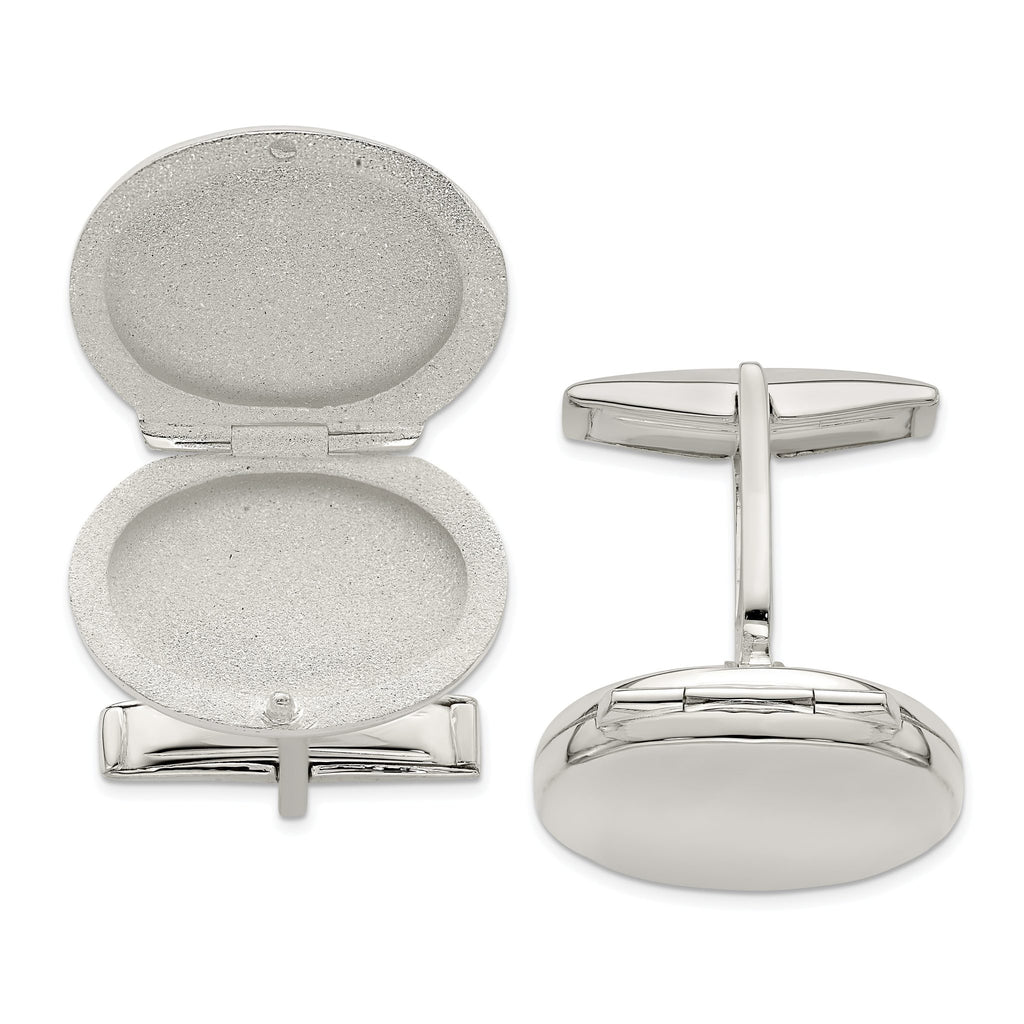 Sterling Silver Oval Locket Cuff Links