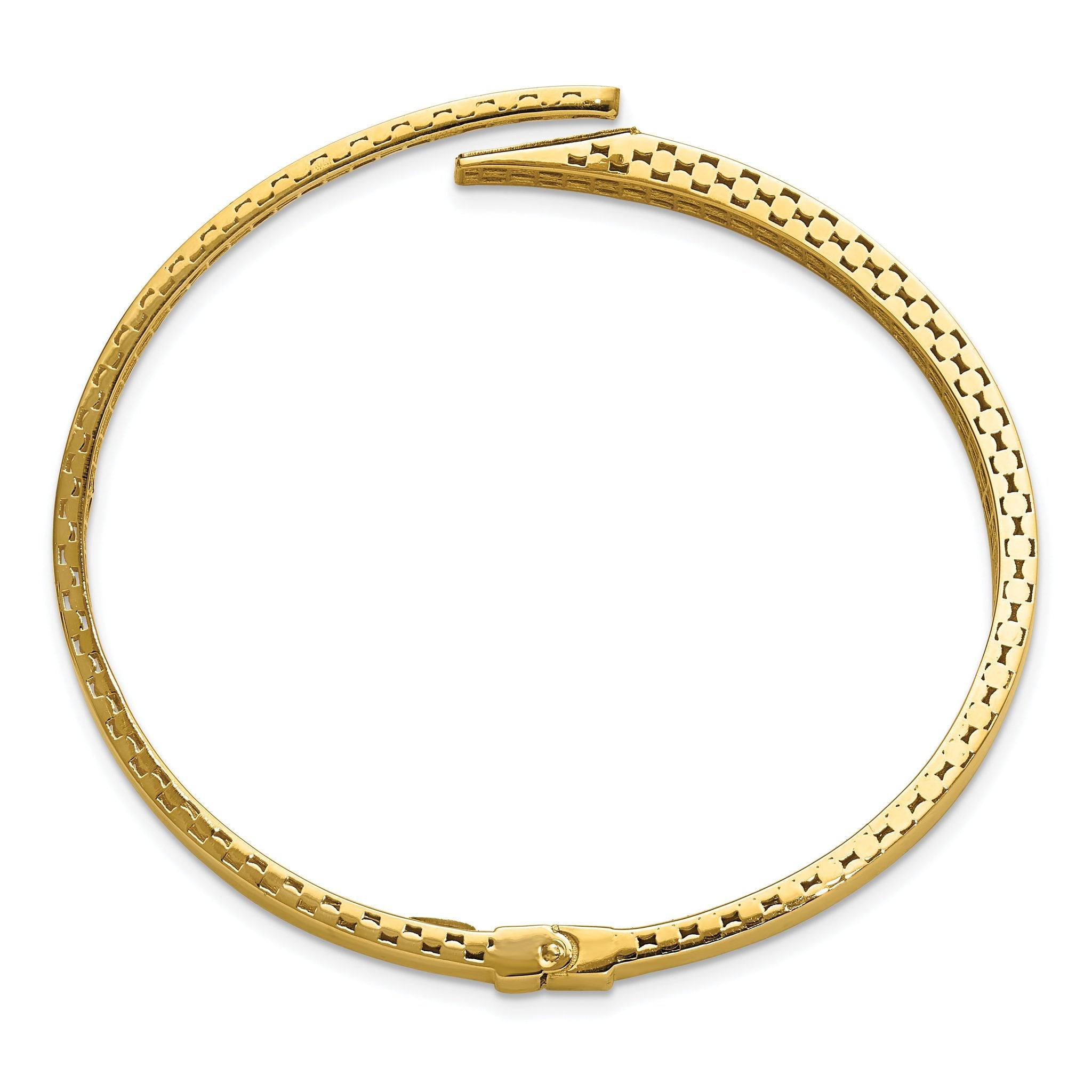 14K Polished and Diamond-cut Bypass Hinged Bangle Secondary image