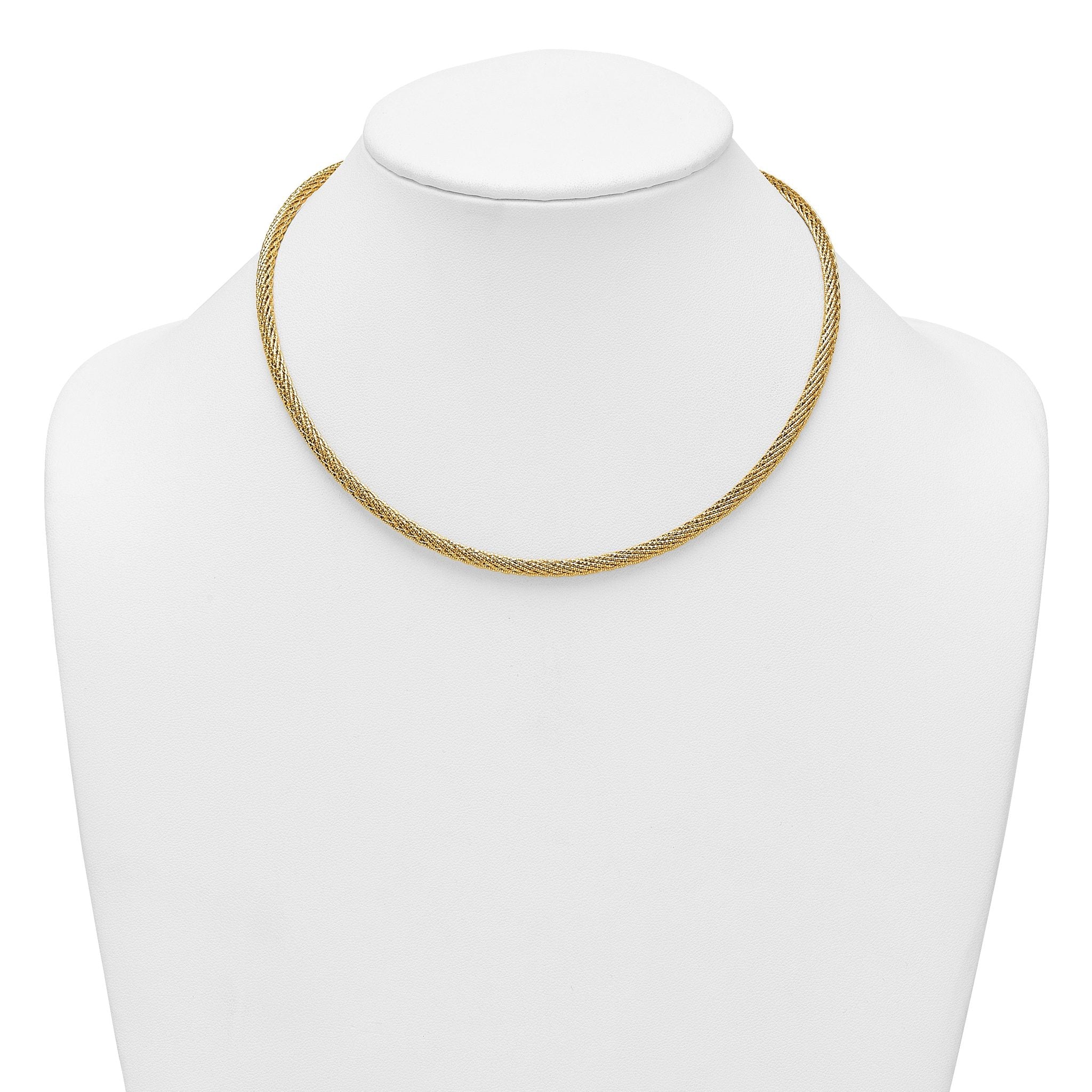 14k Polished and Diamond-cut Round Woven Wire 17 inch Necklace Secondary image