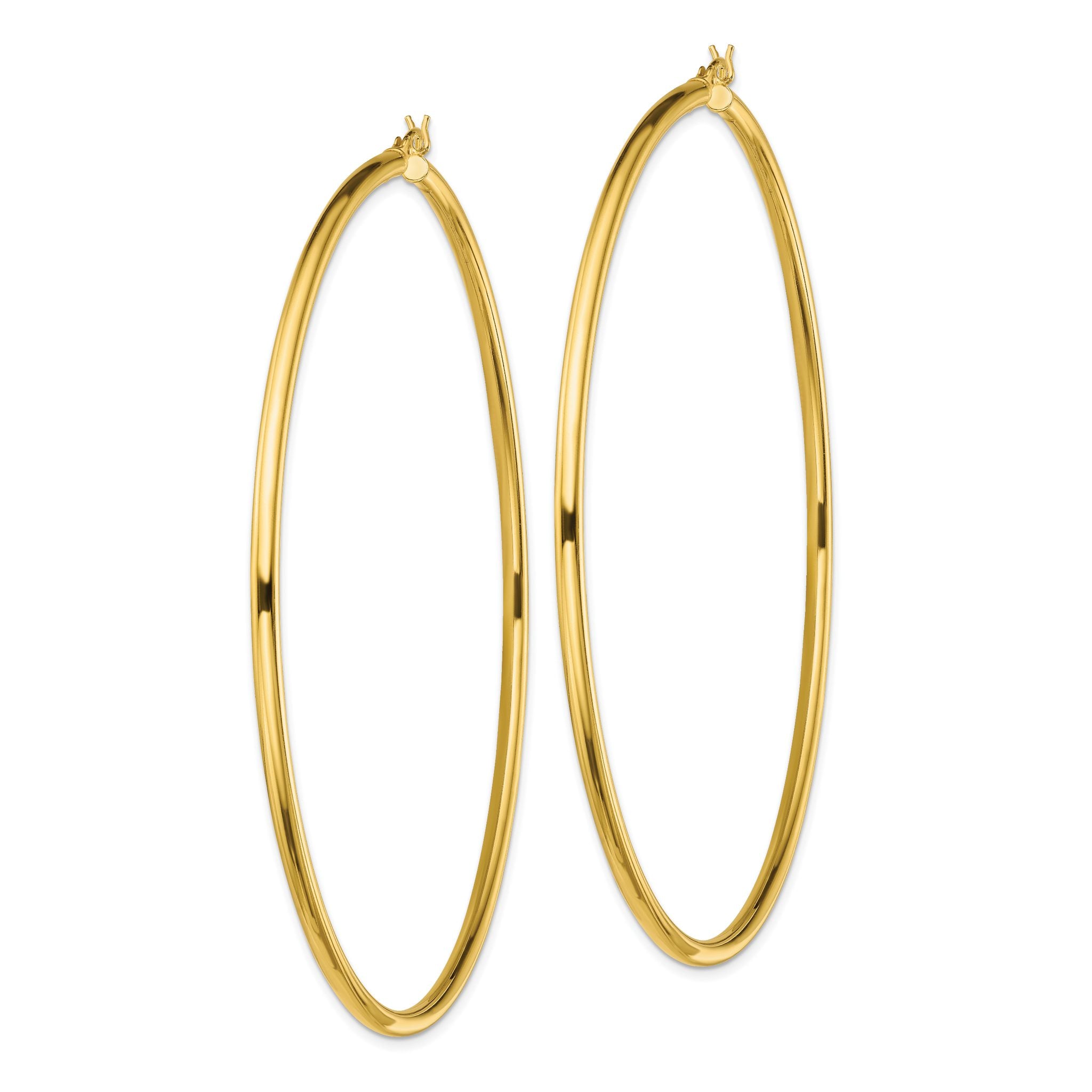 Sterling Silver Gold-Tone Polished 2.5x80mm Hoop Earrings Secondary image