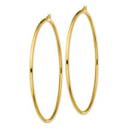 Sterling Silver Gold-Tone Polished 2.5x80mm Hoop Earrings