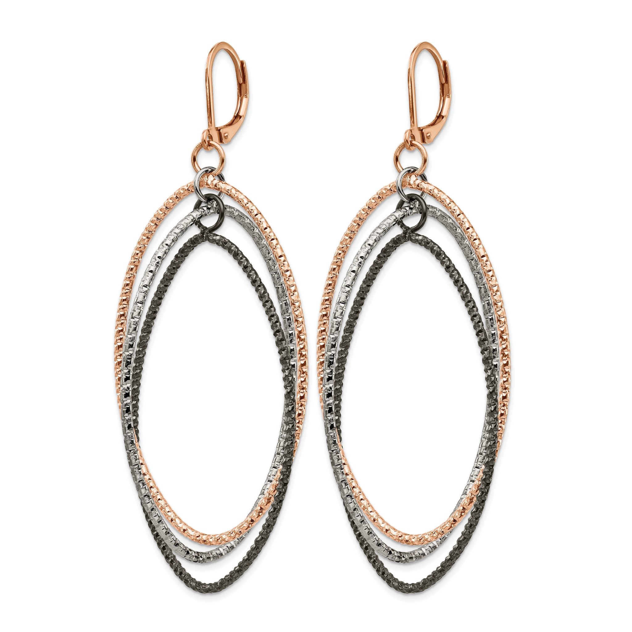 Stainless Steel Multi-Color Polished Textured Drop Dangle Earrings for Women Secondary image