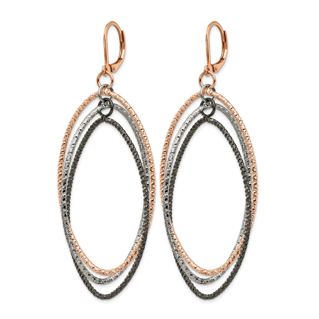 Stainless Steel Multi-Color Polished Textured Drop Dangle Earrings for Women