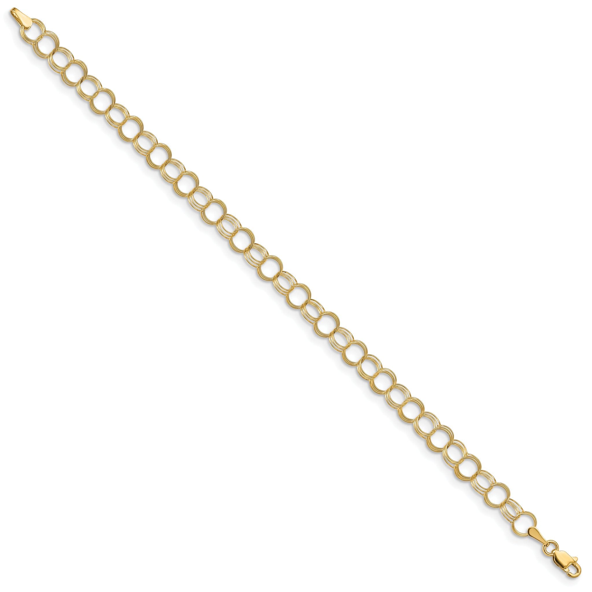 14k 6mm Solid Triple Link 7 inch Charm Bracelet Secondary image