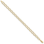 14k 6mm Solid Triple Link 7 inch Charm Bracelet