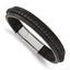 Stainless Steel Polished Black Leather Bracelet for Men