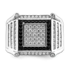 Brilliant Embers Sterling Silver Rhodium-plated 113 Stone Micro PavÃƒÂ¢Ã‚â‚¬Ã‚Å¡ CZ Black and White Men's Ring