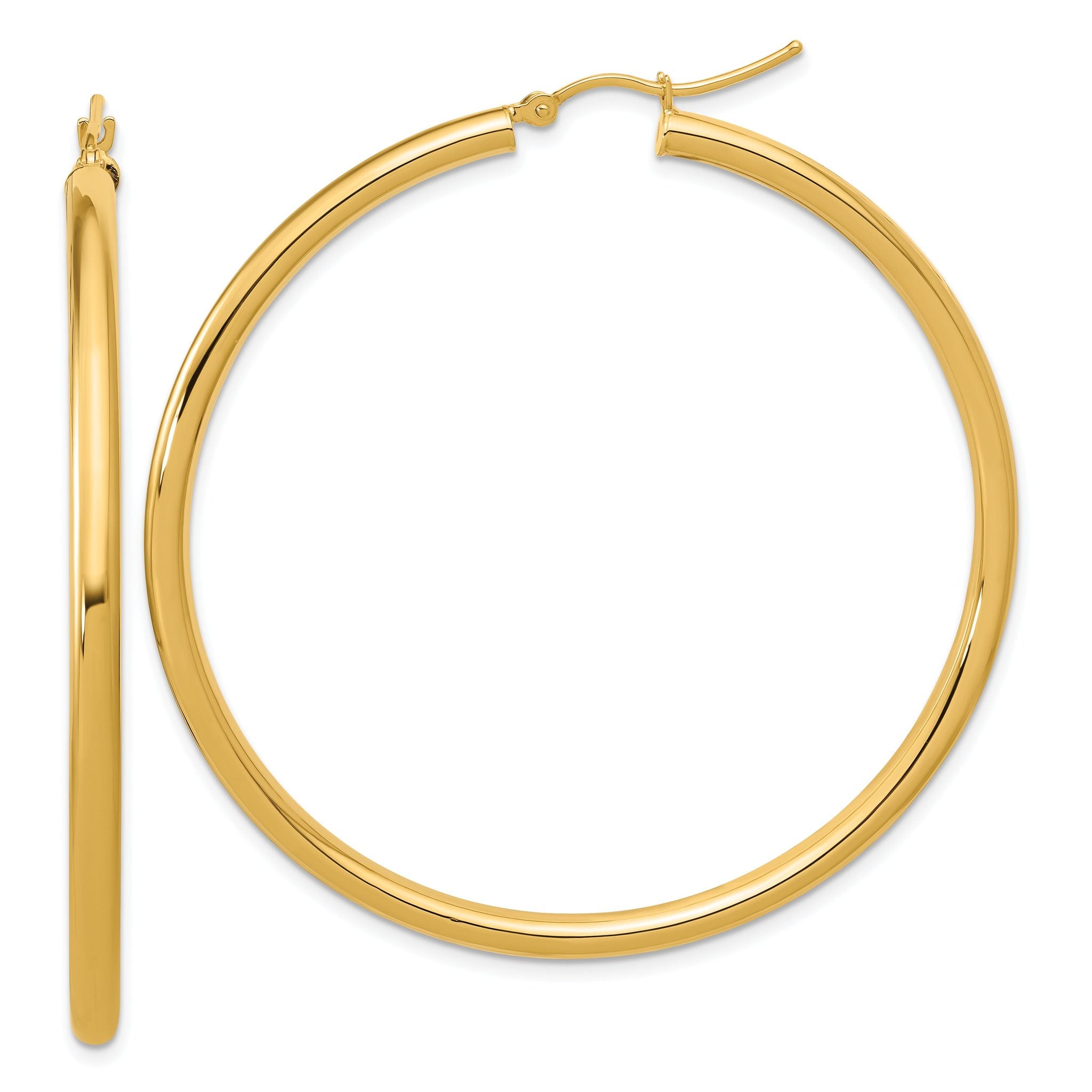14k Polished 3mm Polished Hoop Earrings Main image