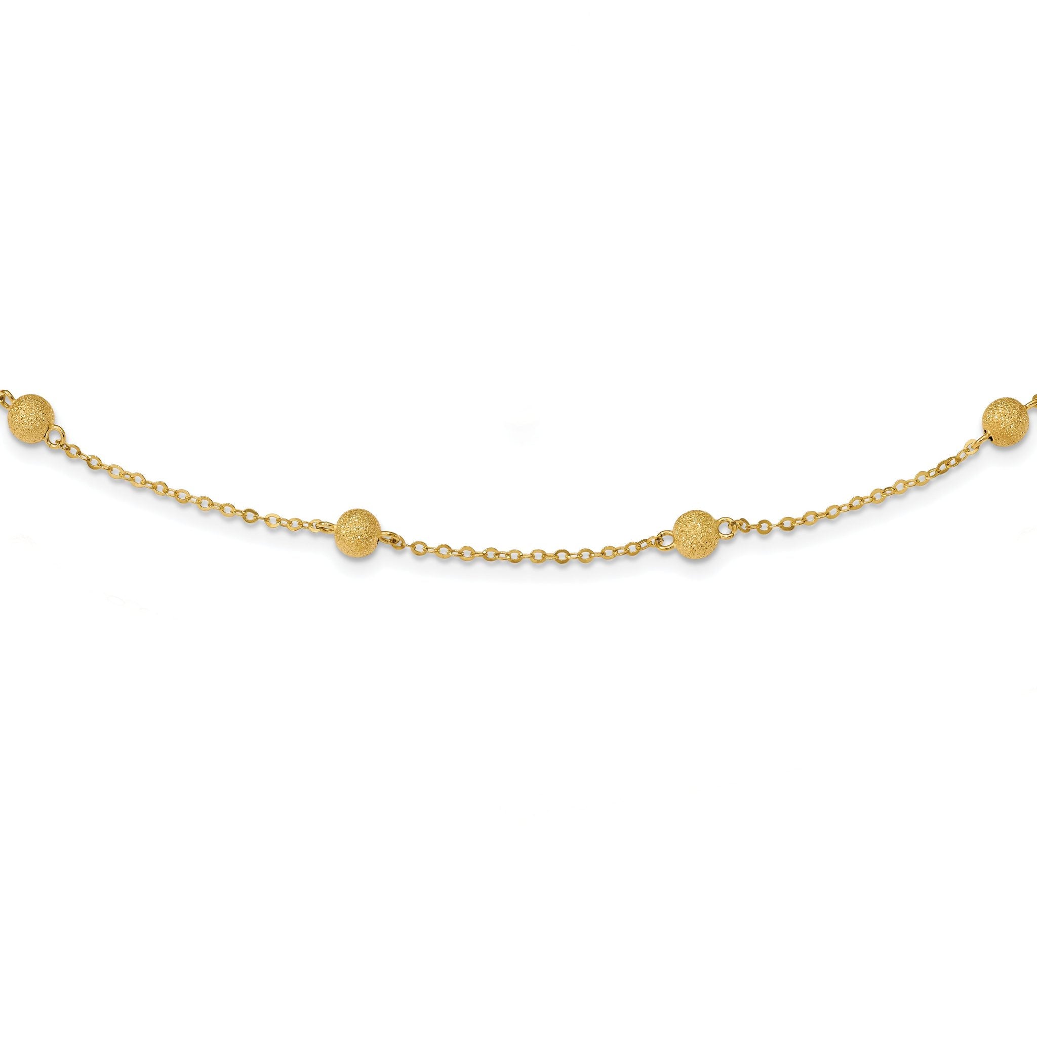 14K Gold Textured Beaded Necklace with Polished Finish Main image
