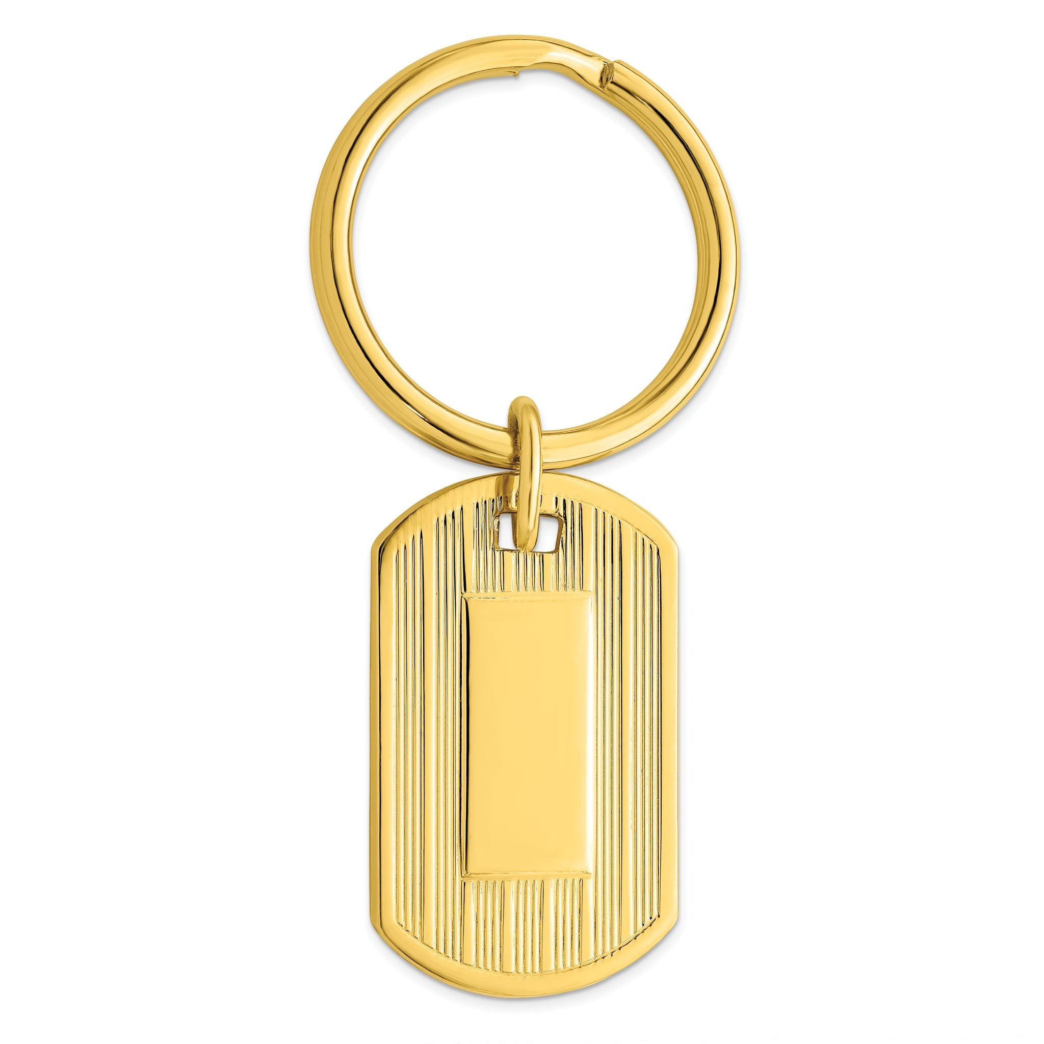 Gold-plated Kelly Waters Etched Lines Key Ring with Engravable Area Main image