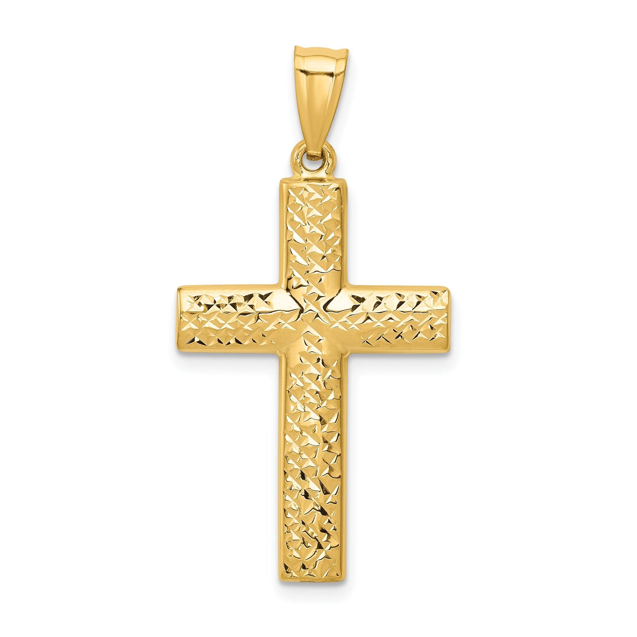 Reversible Textured Cross Pendant in 14K Yellow Gold Main image